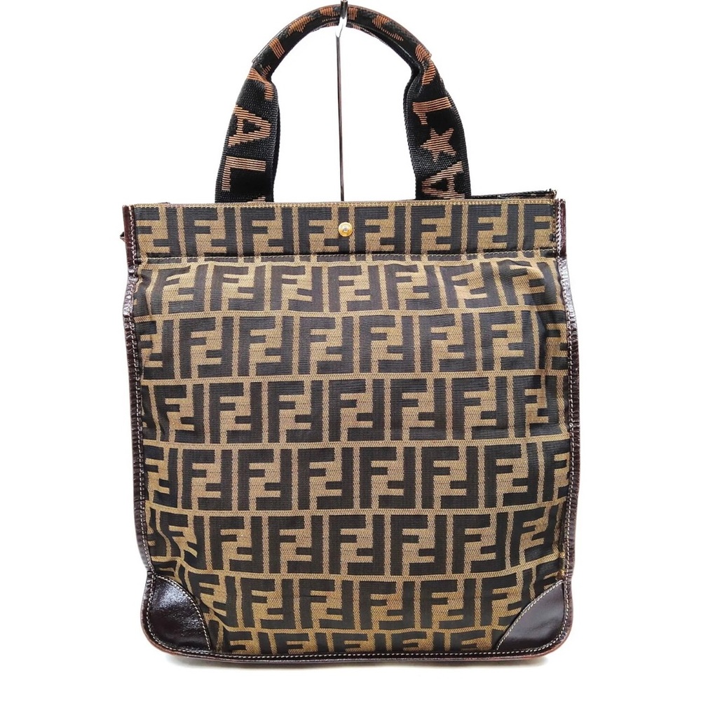 Authentic Vintage FENDI Brown Zucca Jacquard Foldable Tote Bag